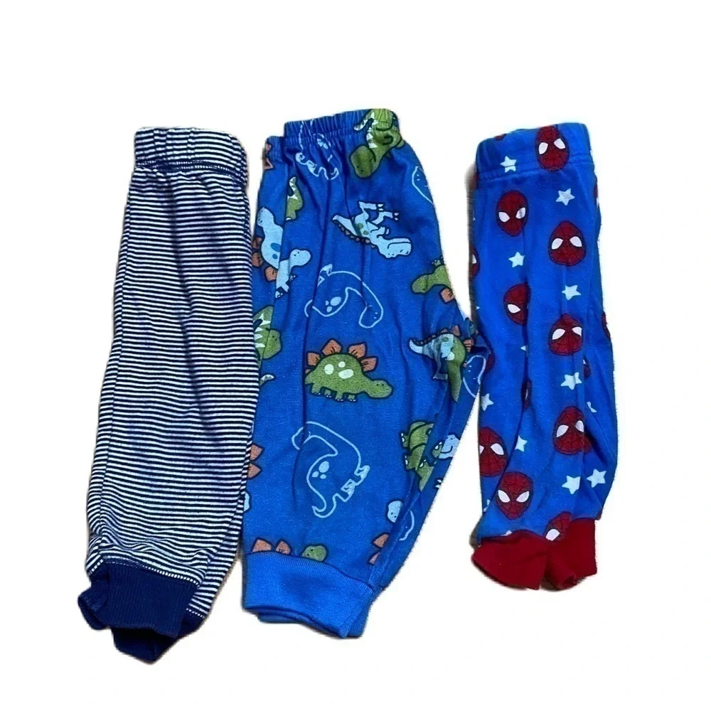 12 mos Boy Pajama Pants Bundle Spiderman Dinosaur